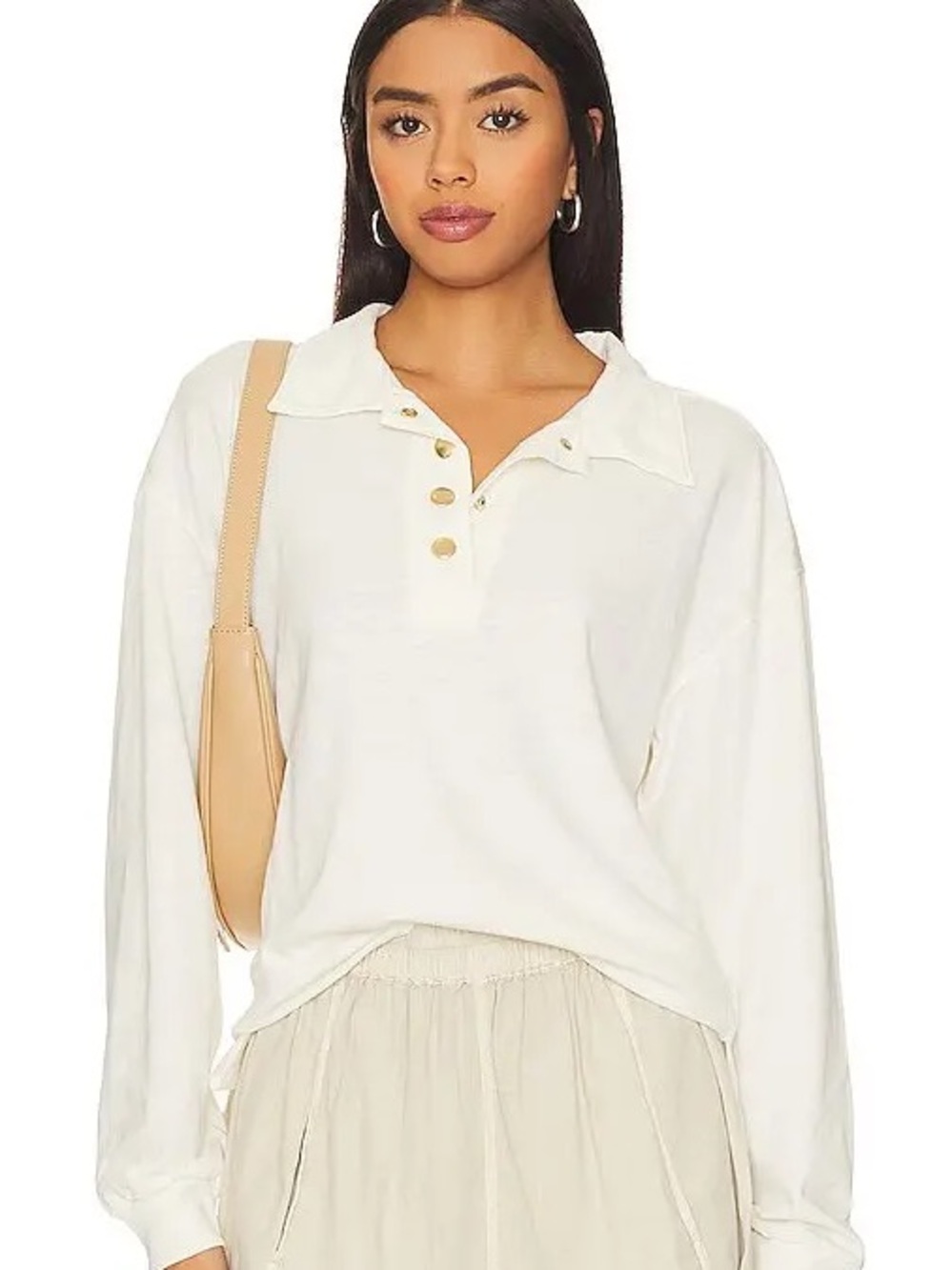 NATION LTD BANKS RELAXED SNAP TEE OFF WHITE